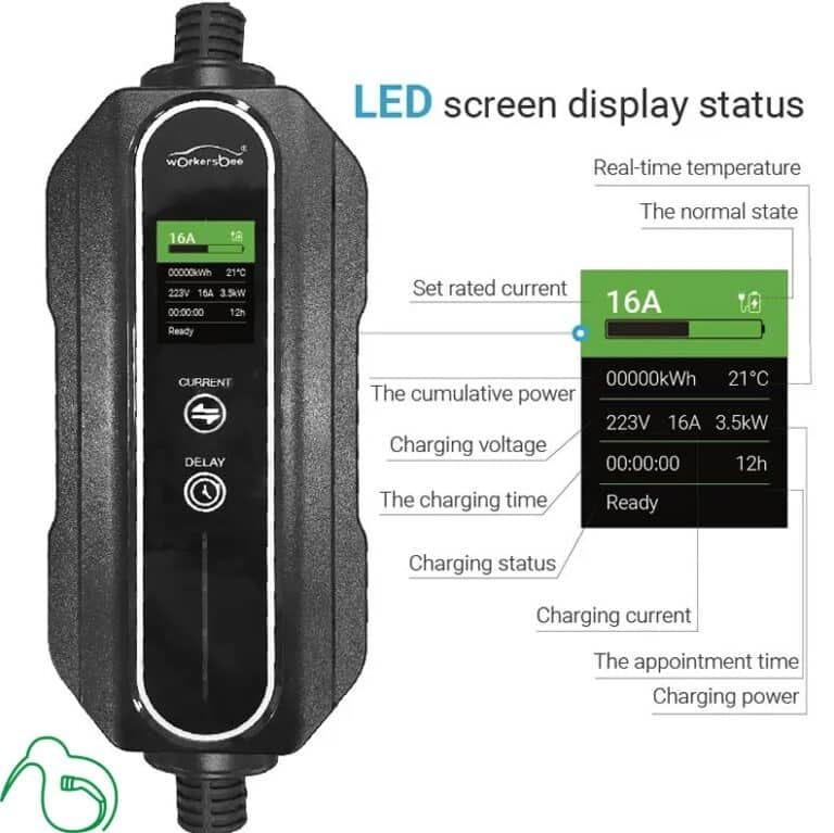Level 2 16 Amp EV Portable Charger display as installed by Action Electrical Solutions of Rotorua